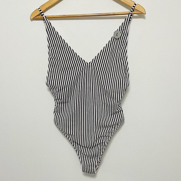 Forever 21 Other - Forever 21 Low V Neck Striped Swimsuit NWT L